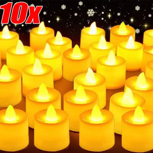 10Pcs LED Flameless Candle Tea Light Battery Candle Lamp Household Romantic Wax Candle Light Candle Night Light for Wedding Birthday Christmas Decoration