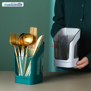 JustLiving Bộ đồ ăn nhà bếp Lưu trữ với khay thoát nước Hộp đựng dao kéo nhà bếp Hộp đựng đũa gia đình Ống đựng dụng cụ nhà bếp Hộp đựng dụng cụ