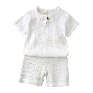 SG Ready Stock! Baby Summer Sets Baby Boy Clothes Boys Cotton and Linen Short-sleeved Shirts Shorts Two-piece Suit Clothing