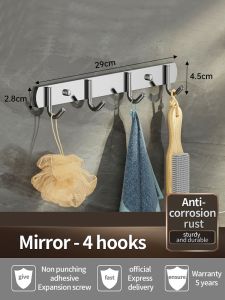 【Super low price】304 Stainless Steel Hook Bathroom Hook Kitchen Hook And Bathroom Door Hanging Clothes Hook