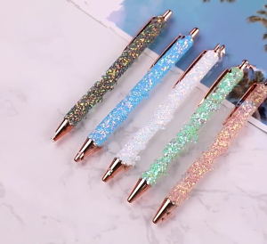 Stylish Ballpoint Pen Sequins Journaling Pen for Women Metal Retractable Ballpoint Pen 1.0 mm Write Smoothly for Writing