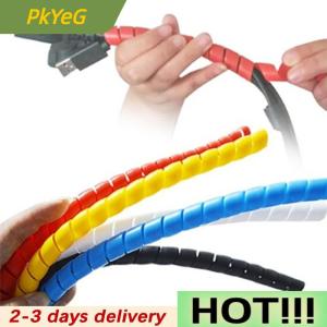 PkYeG 1m 10mm 14mm Colorful Spiral Wire Organizer Wrap Tube Flame retardant Cable Sleeve