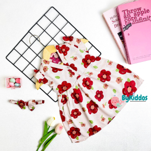ByKiddos - Dress Bayi Motif Baru NEWBORN Free Bandana / Homedress Lokal Anak Perempuan Lengan Ruffle