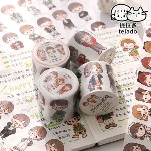 Đồ chơi WashiTape TELADO siêu dễ thương trang trí sổ tay Hình dán sticker xinh xắn chiết cuộn Tirado siêu cute
