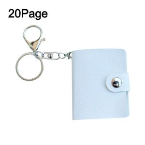 VERMILL 2 Inch Mini Photo Album with Keychain 20 Pockets Backpack Keyring Snap Button Design Name Card Book