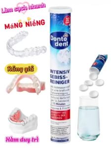 Viên sủi Dontodent Đức vệ sinh và làm sạch Khay chỉnh nha Răng giả Hàm tháo lắp Hàm duy trì hiệu quả
