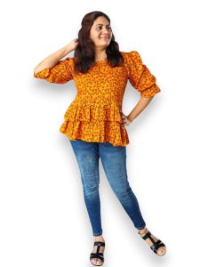 Peplum Top – Cotton – Mustard Yellow