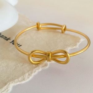SWEET Luxury Bowknot Bracelets Sweet Waterproof Bow Cuff Bangle Fashion Round Bow Design Bracelet Jewelry Women