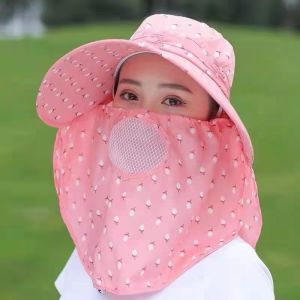Masterbag - Topi Visor Lipat Wanita Anti UV Lebar / Topi Cadar Penutup Wajah / Topi Pantai Cadar Lebar