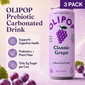OLIPOP Prebiotic Soda Drink Fibre Carbonated Drink for Digestive Health Support 3 Pack