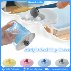 Silicone Cup Cover Universal Water Cup Lid Anti-dust Coffee Mug Sealed Cap With Spoon Holder