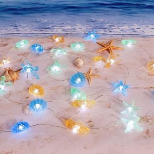 JIJES Room Diy  Room Mixed Light Ocean Theme Birthday For Bedroom Seashell Sea Animals Night Light String Lights Led Light String Lamp