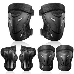 6Pcs/Set Sports Knee Pads Elbow Pad Wrist Guards Protective Gear Set for Kid and Adult Skateboarding Roller Skating Cycling Biking