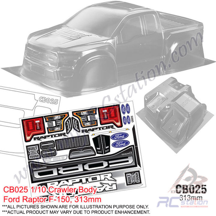 Team C Crawler Clear Body Shell CB025 1/10 Crawler Body Ford Raptor F ...