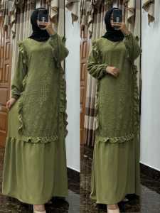Dress model terbaru paduan bahan crinkle mix brukar 2 layar /dress wanita dewasa muslimah indonesia /dress bandung