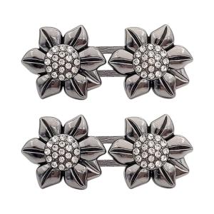 Rhinestones Flower Waistband Button Adjustable Snap Closure No Sew Alloy Clothing Decoration For Pants