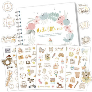 SG EmmAmy® DIY Baby Growth Record Book Set Baby Milestone Keepsake Photo Album(Free Sticker)