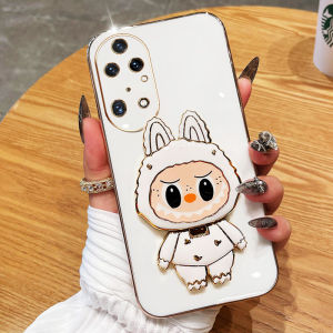 YBD Cute Labubu Phone Case for Huawei P20 P30 P40 P50 P60 P70 Pro P60 ART P70 Ultra P20 Lite P30 Lite Rotating Bracket with Mirror Soft Shell