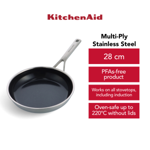 KitchenAid Multi-Ply Stainless Steel Open Frypan 28cm Ceramic Coated