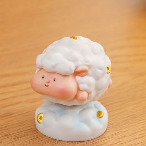 PMO Resin Rotating Sheep Figurine Cartoon Chinese Zodiac Lamb Ornament Creative Cute Fidget Toy Chinese New Year
