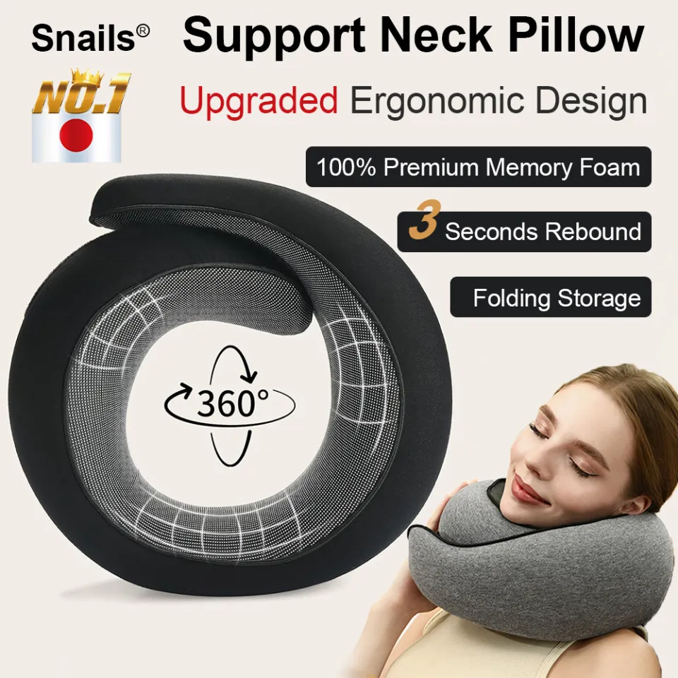Travel Pillow Neck Support Neck Pillow 100% Memory Foam U-shaped Pillow  Snail Style Ergonomic Design Neck Nap Pillow for Office Portable  Comfortable