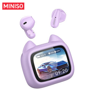 MINISO MS102 หูฟังแปลภาษาด้วย AI ดีไซน์หูแมวน่ารัก บลูทูธไร้สาย 6.0 แปลภาษาแบบเรียลไทม์ 136 ภาษา ดีไซน์หน้าจอสัมผัส แบตเตอรี่ใช้งานได้ยาวนาน