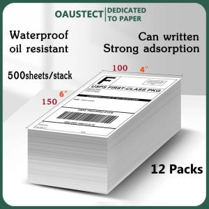 OAUSTECT 12 Pack Thermal Label Paper 100x150mm Waterproof Oil Print Clearly Transport Label Stickers