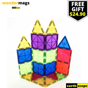 EARTHSCOPE WonderMags 20 Tiles - 3D Magnetic Tiles Building Blocks Educational STEM Toy - Perfect Gift For Children Early Learning & Development
