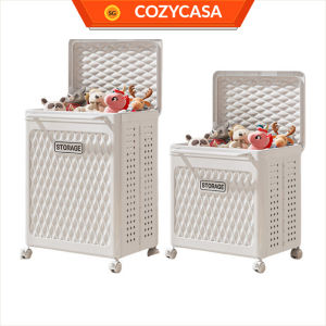 【COZYCASA】Free Installation Toys Storage Box with Lid & Movable Laundry Basket Plush Doll Organizer For Kids