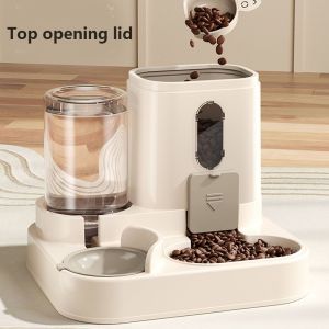 OUTOPEN Tách khô ướt Máy cấp nước cho mèo tự động Với đài phun nước Tự động Bình Rót Nước cho thú cưng Bát cho mèo ăn Sức chứa lớn Bát thức ăn cho chó mèo Phụ kiện Bát cho mèo con Thú cưng
