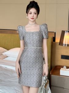 ZYHT EraVogue เดรสผู้หญิง เดรสสีฟ้า เดรสทรงเอ เดรสคอเหลี่ยม เดรสทำงาน เดรสไฮโซ เดรสวินเทจ เดรสออกงาน เดรสปาร์ตี้ ชุดราตรี 30945