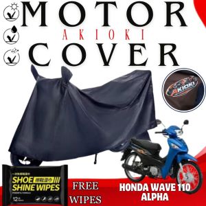 ROS HONDA WAVE 110 ALPHA Motorcycle Cover Universal Fit AKIOKI Motor Cover Black With Shoe Wipes & Storage Bag