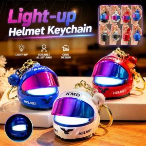 GOUPO Cool Light-up Helmet Keychain Lightweight Realistic Helmet Bag Charm Creative Multifunctional Mini Night Light Pendant Key/Backpack Decor