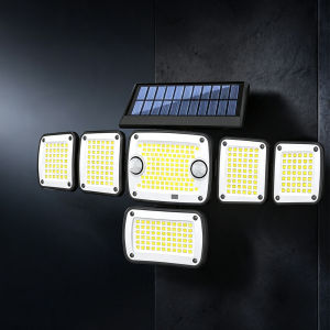 6 Head Solar Outdoor Lights 366 LED Motion Sensor Security Flood Lights with Remote 3 Modes IP65 Waterproof 270 Degree Wide Angle Exterior Wall Light for Garage Yard Patio Fence