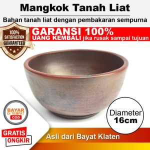 Mangkok Tanah Liat Asli Mangkuk Mie Ayam Bakso - D 16 cm