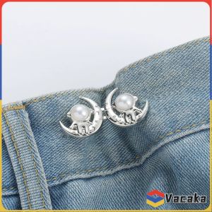 Vacaka Tighten Waist Button Cartoon Style Adjustable Jean Waist Buckle No Sew Snap for Pants Jeans 1Set