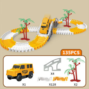 Electric Train Toys for Kids Boy DIY Assembly 135Pcs Dinosaur Rail Car Toy Track Transport Car for Kids