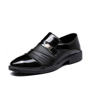 Waterproof Glossy Vamp Business Leather Shoes For Men Pointed Toe Office Formal Black Leather Shoes