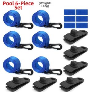 NOBLELYN 1/6Sets Universal Heavy-duty Pool Solar Cover Windproof BlackBlue Reel Attachment Kit High Quality Fixed RopeClip