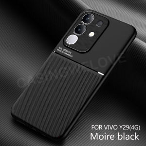 For Vivo Y29 Vivo Y39 VivoY29 VivoY39 Y 29 Y 39 29Y 4G 5G 2025 Leather Texture Casing Car Holder Shockproof Phone Case Protection Back Cover