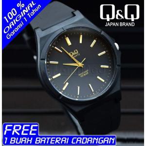 Q&Q Jam Tangan Wanita Dan Pria Fashion Tali Rubber Analog Black Dial Gold Limited PROMO TERMURAH