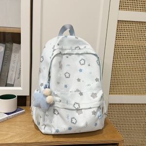 NOER Star Bow Pattern Womens Travel Backpack Large Capacity Zipper Closure Nylon Backpack Casual Lightweight Preppy Style Bag For Adults Student