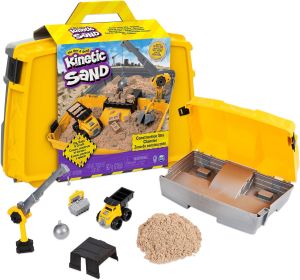 Kinetic Sand Construction Site Folding Sandbox with 2lbs Play Sand & Toy Truck Sensory Toys for Kids Ages 3 and up