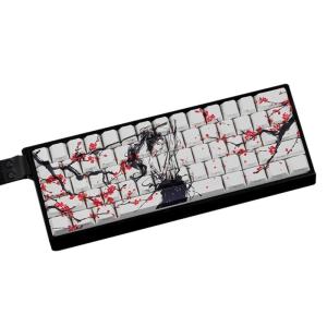 ANSI ISOs Layout Original Profile Keycaps PBT Plum Blossom Side Print Keycaps For 61/64/68 Keyboards