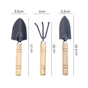 【SKIT SG】3pcs Mini Garden Hand Tool Set Shovel Spade Rake Wooden Handle 3pcs/Set Gardening Tools Narrow Head Trowel Planting Digging Weeding Soil Loosening Tool Kit for Home Garden Flower Pot Succulent Plant Care