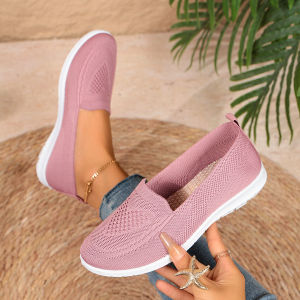 Free Shipping Autumn New Collection: WomenS Knitted Mesh Casual Shoes Featuring A Shallow Toe Design Available In Larger Sizes Lightweight Breathable With A Soft Sole And A Flat Bottom