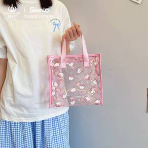 กระเป๋าถือพลาสติกใส แบบสะพายได้ ขนาดพกพา งาน pvc หนา กันน้ำ มีซิปปิดด้านบน ขนาด 25×24×12 cm