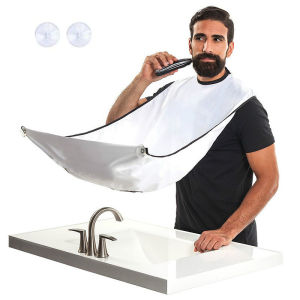 Mens Beard Bib Apron Beard Hair Clippings Catcher Non-Stick Beard Trimming Catcher Bib with Two Suction Cups One Size