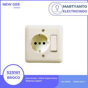 Broco Stop Kontak + Saklar Single New Gee 525161 Warna Cream