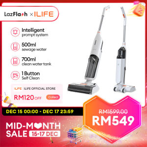 ILIFE【Local Warranty】W90 Cordless Vacuum Cleaner Dry Wet Dual Cleaning Modes Wireless Mopping Sweeping Machine Intelligent Automatic Cleaning Floor Mopping and Dust Suction Integrated Floor Cleaner Removable Handle Hand-held Sweeper